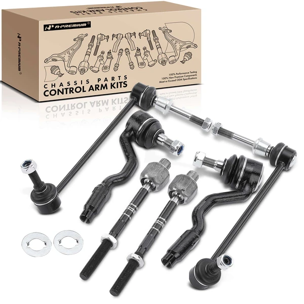 A Set of 6 Tie Rod End and Sway Bar Link Kit Front Side A-Premium APCA2046