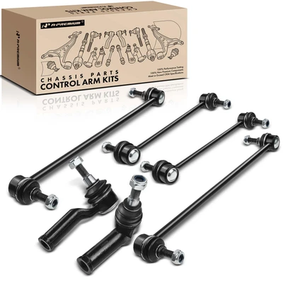 6 Pcs Front & Rear Stabilizer Bar End Link & Tie Rod End