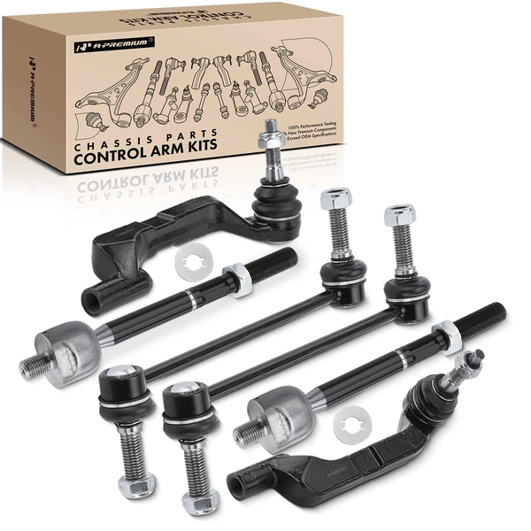 2011-2014 Chrysler 300 A Set of 6 Sway Bar Link and Tie Rod End Kit Front Side A-Premium APCA2055