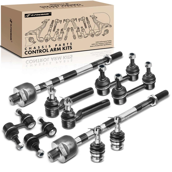 A Set of 10 Ball Joint Sway Bar Link and Tie Rod End Kit Front & Rear A-Premium APCA2062
