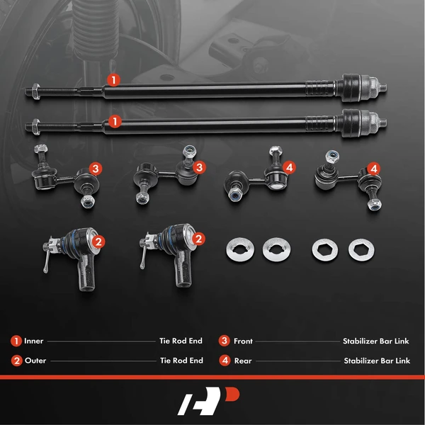 A Set of 8 Sway Bar Link and Tie Rod End Kit Front & Rear A-Premium APCA2065