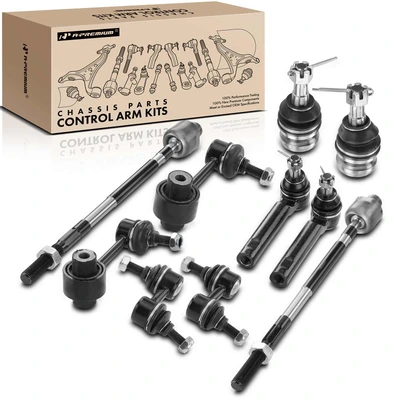 10 Pcs Front & Rear Stabilizer Bar Link & Ball Joint Tie Rod End