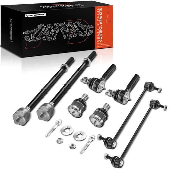 A Set of 8 Ball Joint Sway Bar Link and Tie Rod End Kit Front Side A-Premium APCA2070