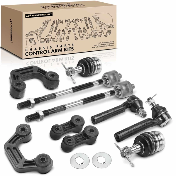 A Set of 10 Ball Joint Sway Bar Link and Tie Rod End Kit Front & Rear A-Premium APCA2089