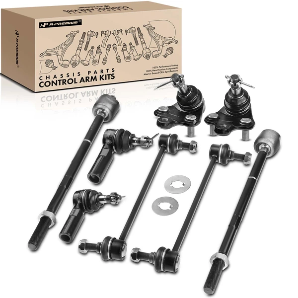 A Set of 8 Ball Joint Sway Bar Link and Tie Rod End Kit Front Side A-Premium APCA2091