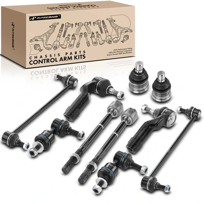 10 Pcs Front & Rear Stabilizer Bar Link & Inner & Outer Tie Rod End