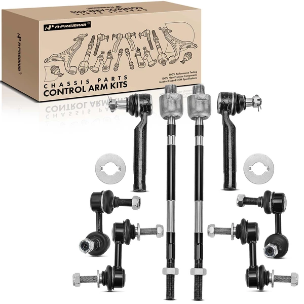 A Set of 8 Sway Bar Link and Tie Rod End Kit Front & Rear A-Premium APCA2100