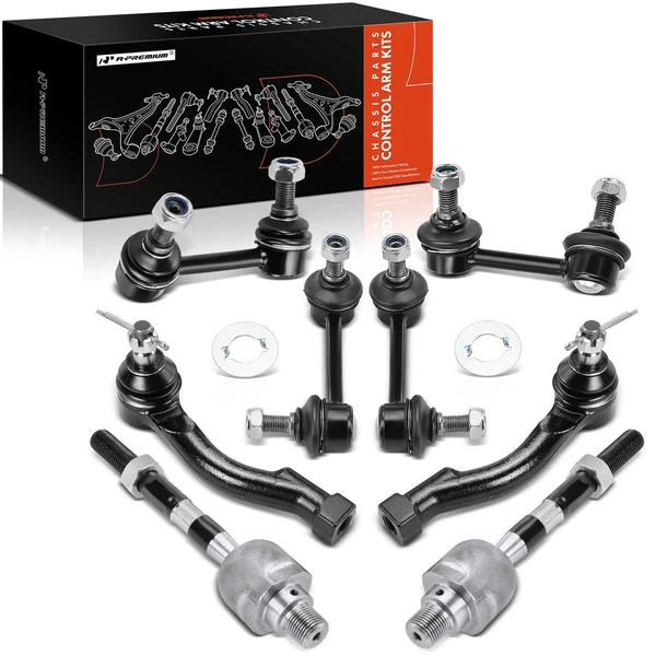 A Set of 8 Sway Bar Link and Tie Rod End Kit Front & Rear A-Premium APCA2103