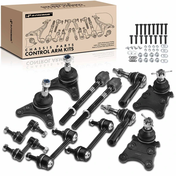 A Set of 12 Ball Joint Sway Bar Link and Tie Rod End Kit Front & Rear, Inner & Outer A-Premium APCA2646