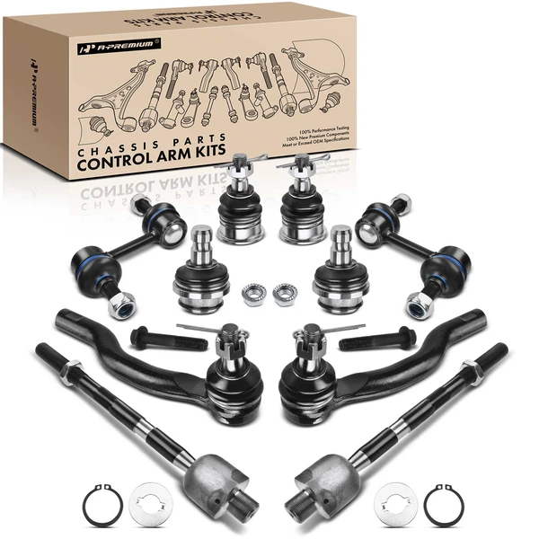 A Set of 10 Ball Joint Sway Bar Link and Tie Rod End Kit Front Side A-Premium APCA2652