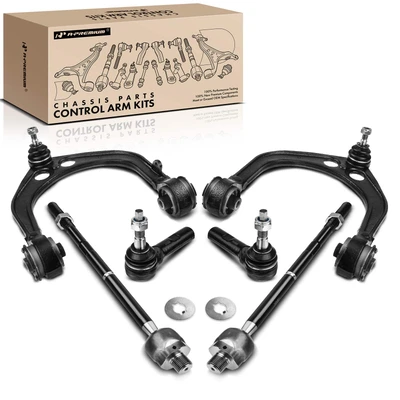 6 Pcs Front Upper Control Arm with Ball Joint Tie Rod End