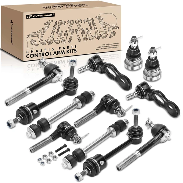 1995-1997 Mercury Grand Marquis A Set of 12 Ball Joint Sway Bar Link and Tie Rod End Kit Front & Rear, Inner & Outer A-Premium APCA2661