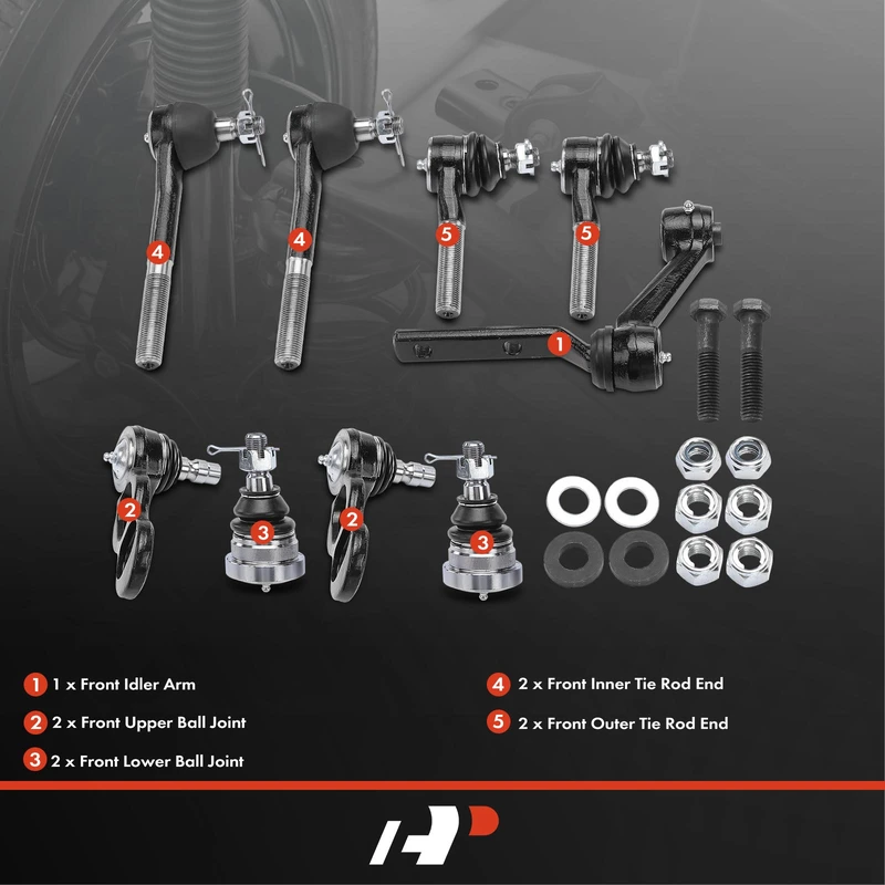 A Set of 9 Ball Joint Idler Arm and Tie Rod End Kit Front Side A-Premium APCA2662