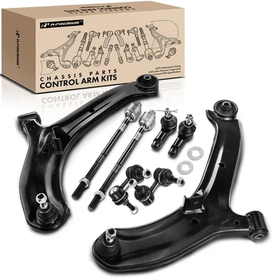 8 Pcs Front Control Arm with Ball Joint Sway Bar Link Tie Rod End