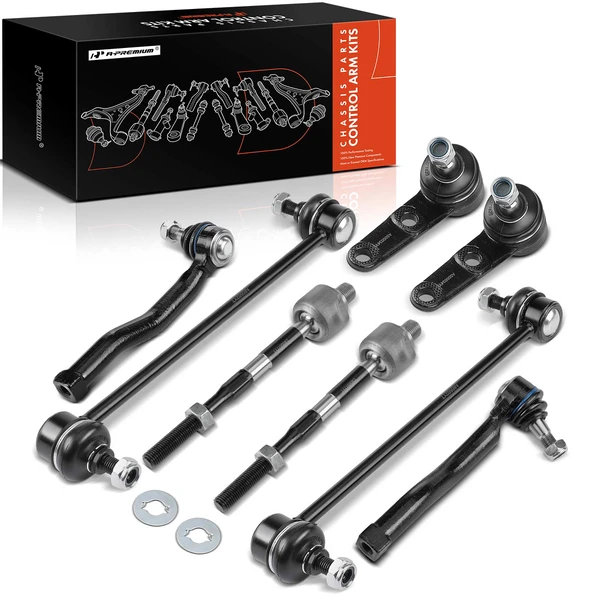 2004-2010 Suzuki Swift+ A Set of 8 Ball Joint Sway Bar Link and Tie Rod End Kit Front Side A-Premium APCA2679