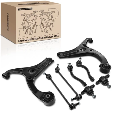 2006-2011 Hyundai Accent A Set of 8 Control Arm Ball Joint Sway Bar Link Tie Rod End Kit Front Side A-Premium APCA2680