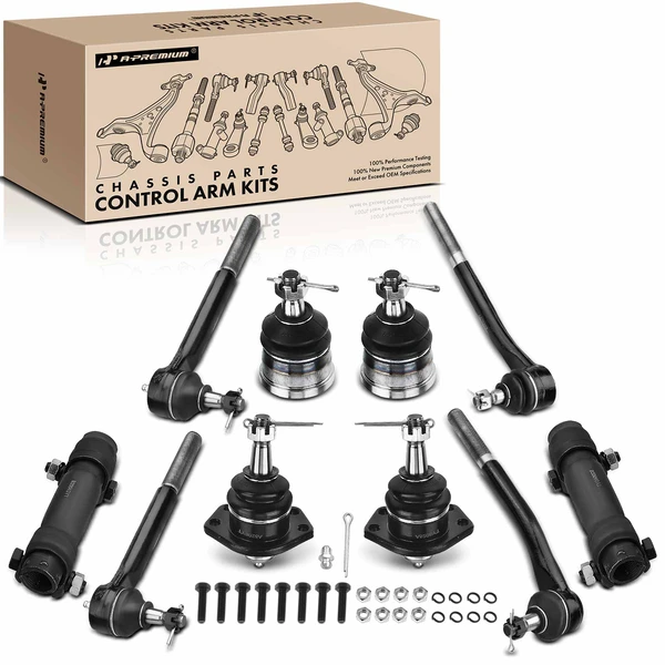 1975-1981 Chevrolet Camaro A Set of 10 Ball Joint Tie Rod End and Adjusting Sleeve Kit Front Side A-Premium APCA2699