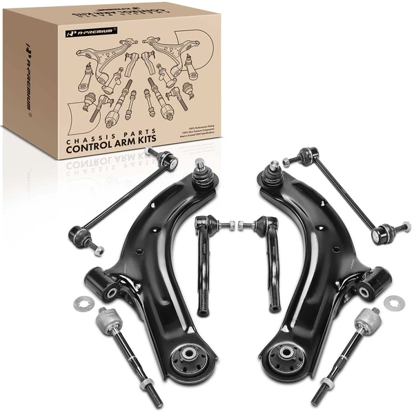 A Set of 8 Control Arm Sway Bar Link and Tie Rod End Kit Front Side A-Premium APCA2700