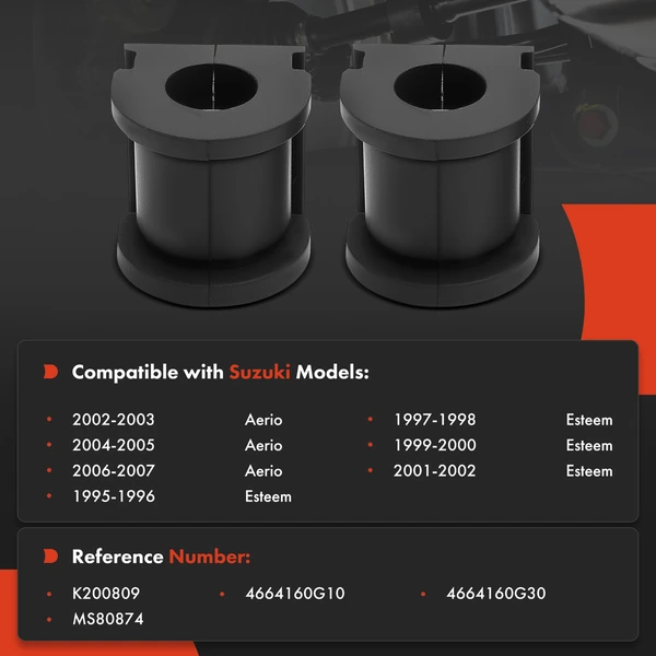 2-Pc Stabilizer Bar Bushing, Rear To Frame A-Premium APCA9606