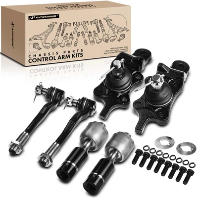 6 Pcs Inner & Outer Tie Rod End & Front Lower Ball Joint