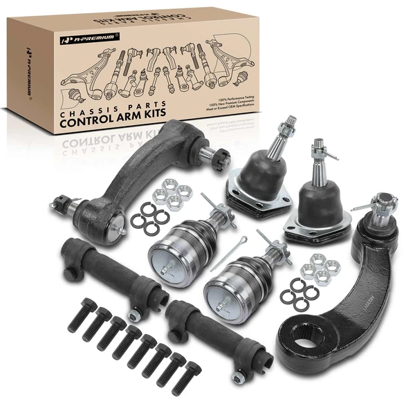 1983-1995 Chevrolet G20 A Set of 8 Ball Joint Idler Arm Pitman Arm Tie Rod End Adjusting Sleeve Kit Front Side A-Premium APCA2709