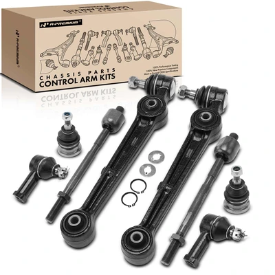 8 Pcs Front Control Arm & Ball Joint Assembly & Tie Rod End