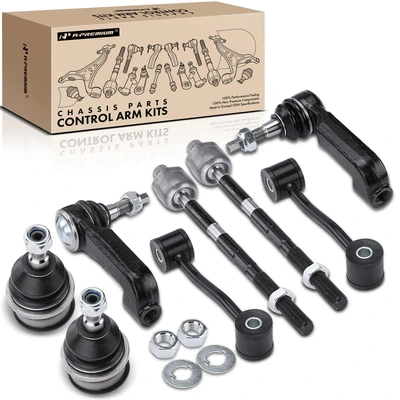 8 Pcs Stabilizer Bar Link & Tie Rod End with Ball Joint