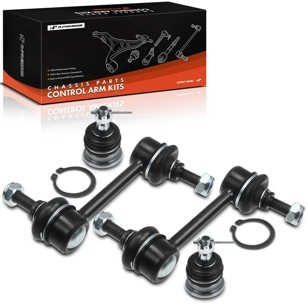 A Set of 4 Ball Joint and Sway Bar Link Kit Front Side A-Premium APCA2718