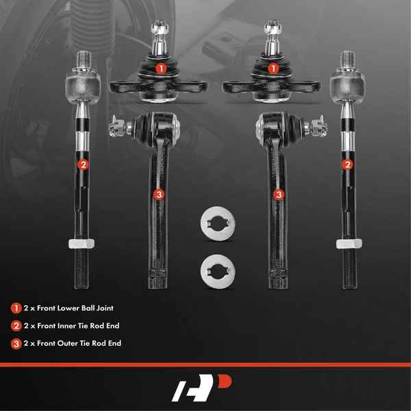 A Set of 6 Ball Joint and Tie Rod End Kit Front Side A-Premium APCA2736