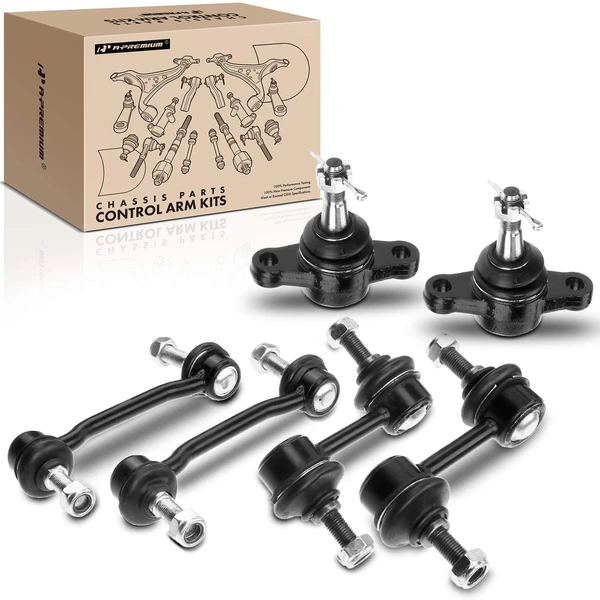 A Set of 6 Ball Joint and Sway Bar Link Kit Front & Rear A-Premium APCA2766