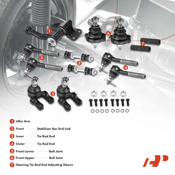 A Set of 13 Ball Joint and Sway Bar Link Full Kit Front Side A-Premium APCA2768