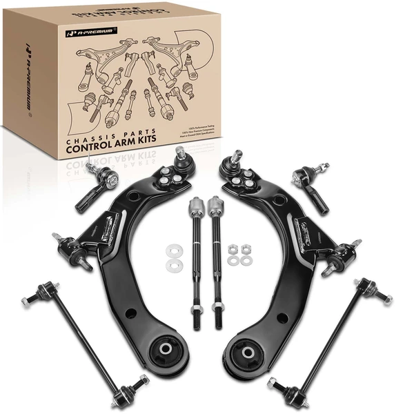 A Set of 8 Control Arm Sway Bar Link and Tie Rod End Kit Front Side A-Premium APCA2777