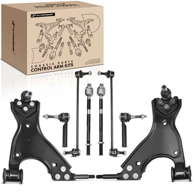8 Pcs Front Control Arm with Ball Joint Tie Rod End Kit