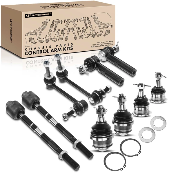 A Set of 10 Ball Joint Sway Bar Link and Tie Rod End Kit Front Side A-Premium APCA2790