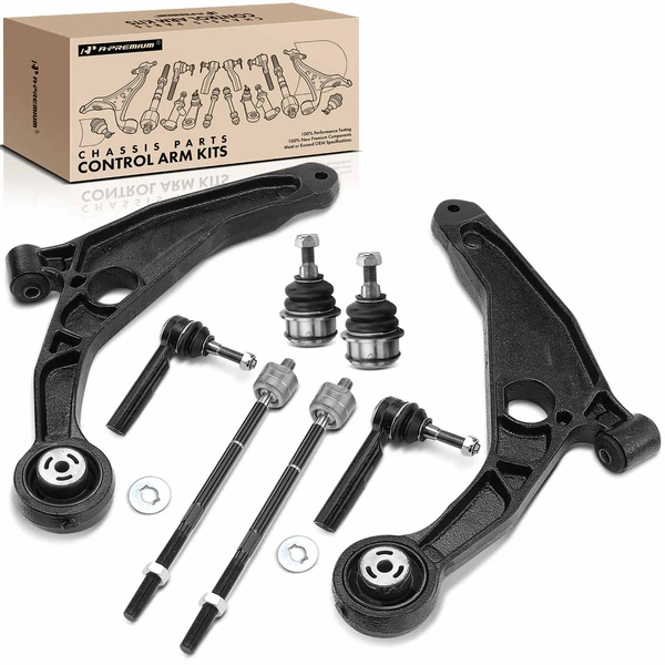 2007-2009 Chrysler Sebring A Set of 8 Control Arm Ball Joint and Tie Rod End Kit Front Side A-Premium APCA2793