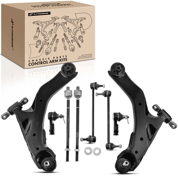 A Set of 8 Control Arm Sway Bar Link and Tie Rod End Kit Front Side A-Premium APCA2797