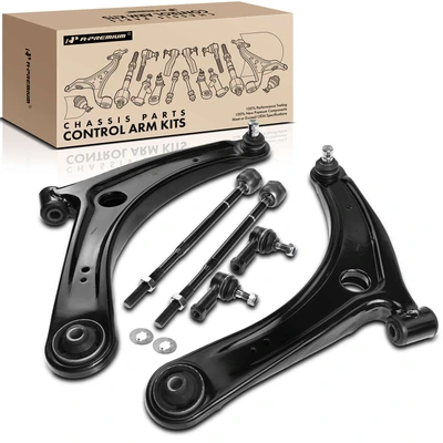 6 Pcs Front Lower Control Arm with Ball Joints Tie Rod End