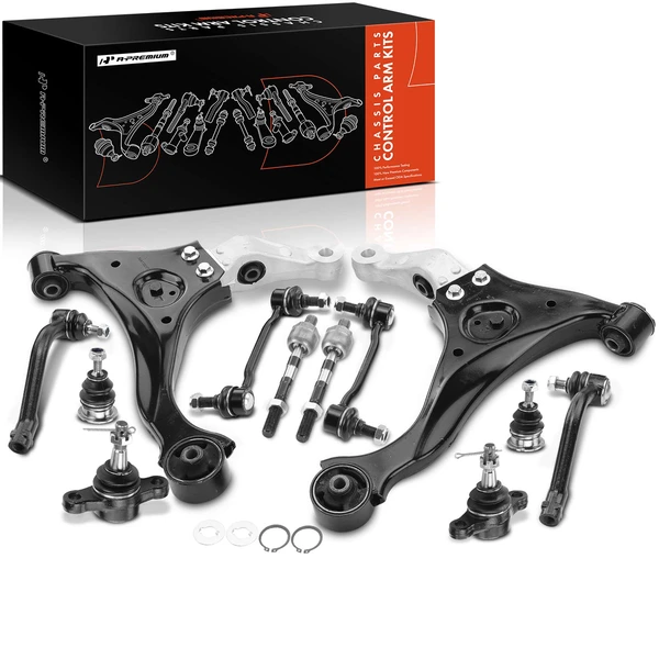 A Set of 12 Control Arm Ball Joint Sway Bar Link Tie Rod End Kit Front Side A-Premium APCA3835