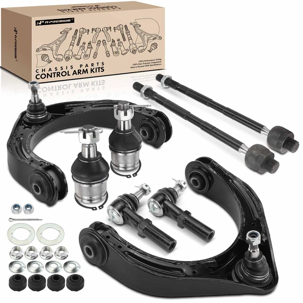 2007-2008 Dodge Ram 1500 A Set of 8 Control Arm Ball Joint Sway Bar Link Tie Rod End Kit Front Side A-Premium APCA2821