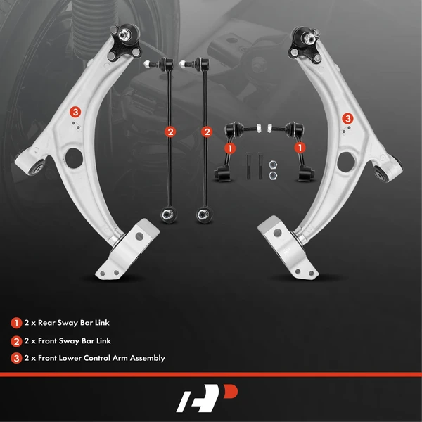 A Set of 6 Control Arm and Sway Bar Link Kit Front & Rear A-Premium APCA2832