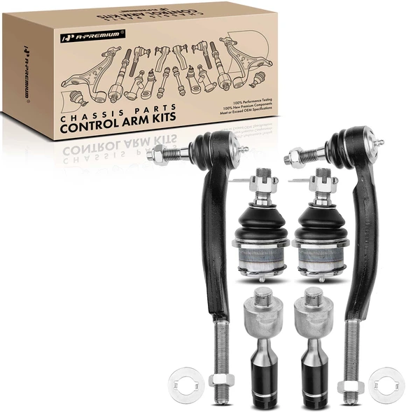 2002-2009 Chevrolet Trailblazer A Set of 6 Ball Joint and Tie Rod End Kit Inner & Outer A-Premium APCA2514