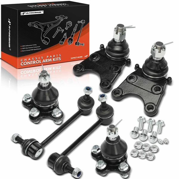 A Set of 6 Ball Joint and Sway Bar Link Kit Front Side A-Premium APCA2553