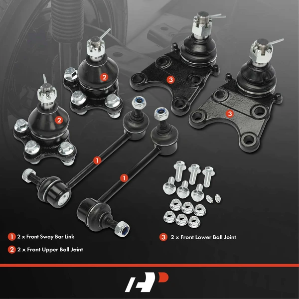 A Set of 6 Ball Joint and Sway Bar Link Kit Front Side A-Premium APCA2553