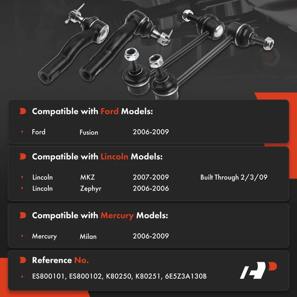 A Set of 4 Tie Rod End and Sway Bar Link Kit Front Side A-Premium APCA2564