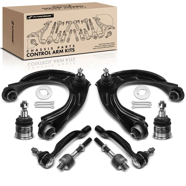 A Set of 8 Control Arm Ball Joint and Tie Rod End Kit Front Side A-Premium APCA2566C