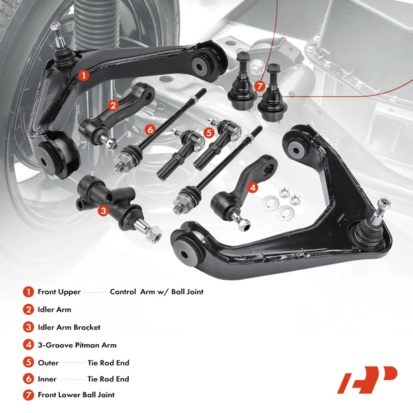 A Set of 11 Control Arm and Ball Joint Full Kit Front Inner & Outer A-Premium APCA2575