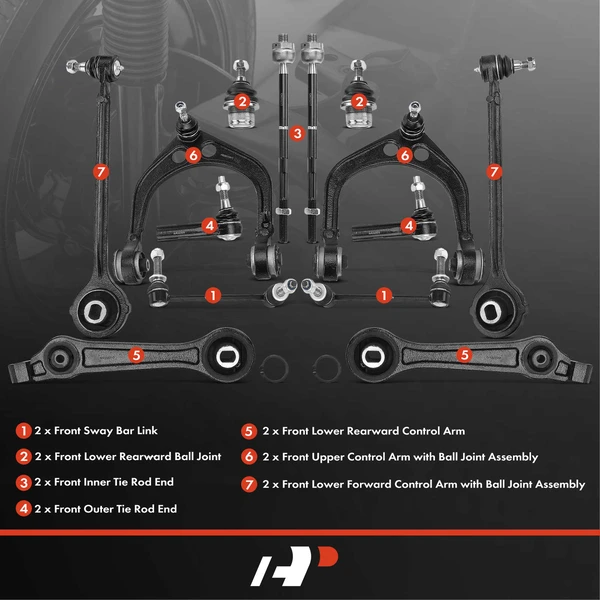 A Set of 14 Control Arm Ball Joint Sway Bar Link Tie Rod End Kit Front Side A-Premium APCA2578