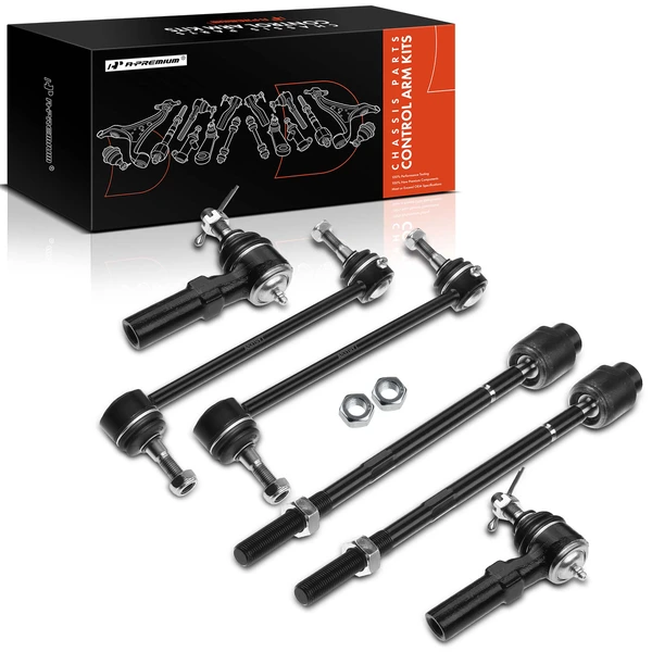 1995-1996 Cadillac DeVille A Set of 6 Sway Bar Link and Tie Rod End Kit Front Inner & Outer A-Premium APCA2590