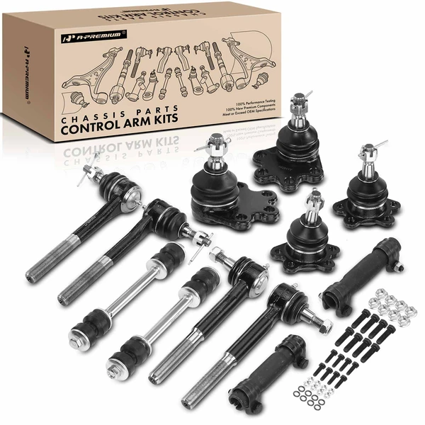 A Set of 12 Ball Joint Adjusting Sleeve Sway Bar Link Tie Rod End Kit Front Side A-Premium APCA2595