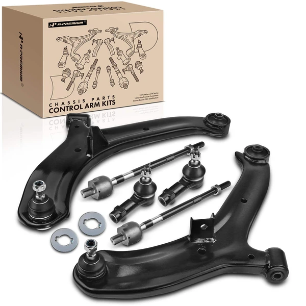A Set of 6 Control Arm and Tie Rod End Kit Front Lower A-Premium APCA2609